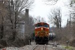 BNSF 5266 leads an ethanol train off the CF line